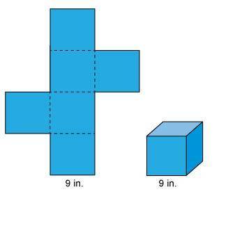 help me PIZThis is a picture of a cube and the net for the cube.What is the surface area of the cub