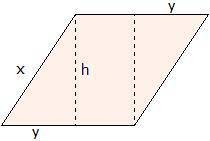 (copy and paste for picture)

If x = 6 units, y = 3 units, and h = 5 units, find the area of the r
