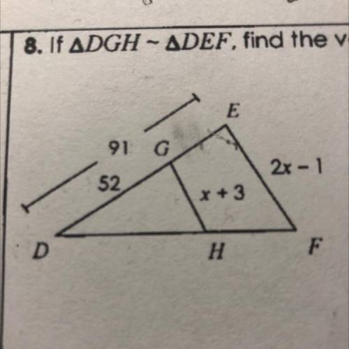 If DGH ~ DEF, find the value of X