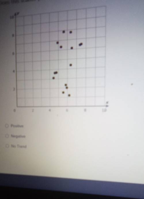 Does this scatter plot show a positive trend a negative trend or no trend​