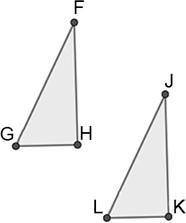 The two triangles shown are congruent: ΔFHG ≅ ΔJKL. Based on this information, which of the followi