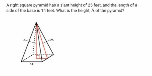 ( please help quick, will give branliest)

A right square pyramid has a slant height, and the leng
