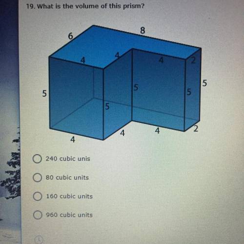 What is the volume of this prism?
240
80
160
960