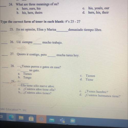 I will cashapp anyone who can answer these set of Spanish questions