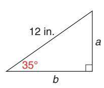 In the figure below, solve for the value of b. b = ______ in. (round to the nearest tenth and do NO