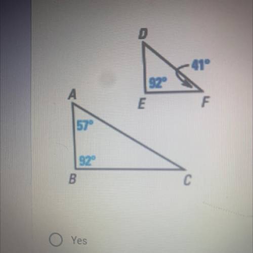 Are these triangles similar? explain why did you pick yes or no.