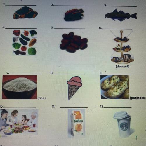 Label each food item below using the correct definite article. El, la, los, las