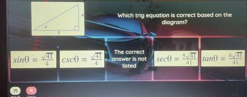 Which trig equation is correct based on the
diagram?