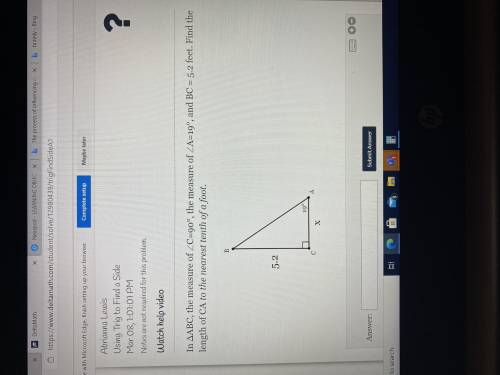 Using trigonometry to find a side (pre calculus) please help