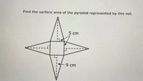 PLSS HELP 
Find the surface area of The pyramid represented by this net