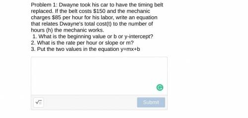 Problem 1: Dwayne took his car to have the timing belt replaced. If the belt costs $150 and the mec
