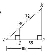 Given △VXY and △VWZ, what is the perimeter of the trapezoid WXYZ? Round your answer to the nearest