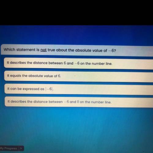 Which statement is not true about the absolute value of -6