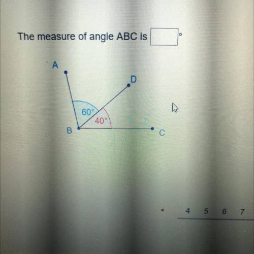 The measure of angle ABC is
A
D
60
40°