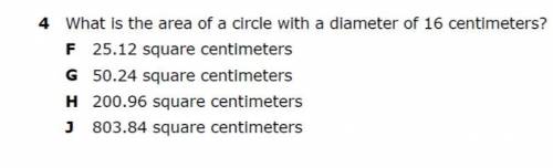What is the area of a circle with a diameter of 16 centimeters