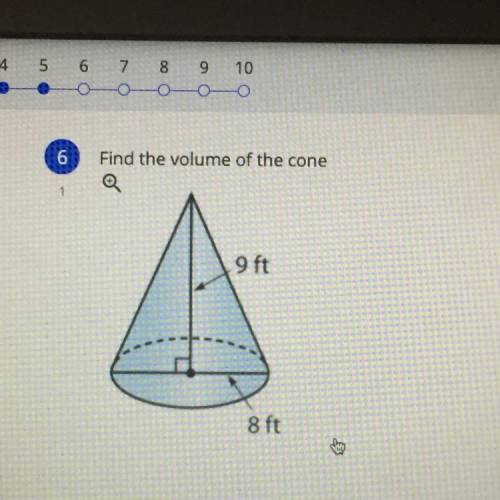 Find the volume of the cone-