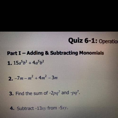 Part 1 : Adding & Subtracting Monomials