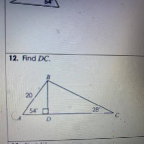 12 Find dc using trigonometric ratios