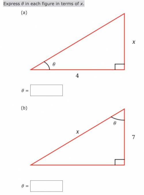 HELP PLS
Express in each figure in terms of x.
a) =
b)=