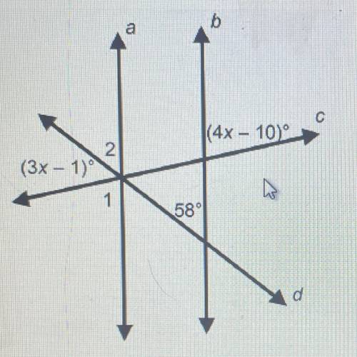 What must be true for lines a and b to be parallel lines? Select four options

b
a
С
(4x - 100
2
(