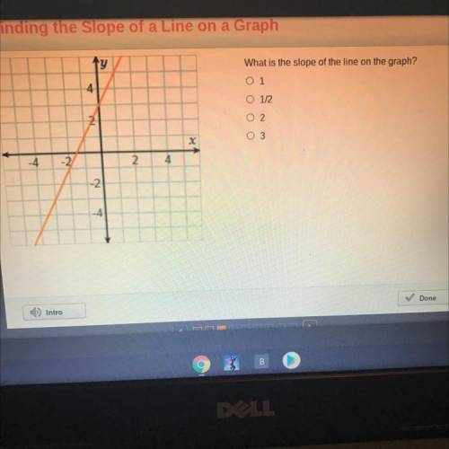 Y

What is the slope of the line on the graph?
O 1
4
O 1/2
2
02
x
O 3
4
N
4
-4