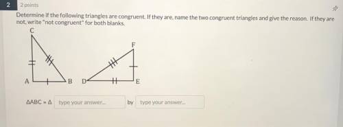 Determine if the following triangles are congruent