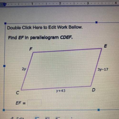 Find EF in parallelogram CDEF.