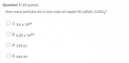 How many particles are in one mole of copper (II) sulfate, CuSO4?