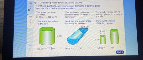 Calculating other dimensions using volume