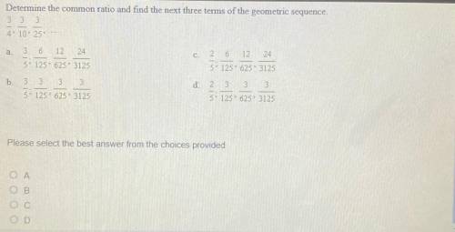 Determine the common ratio and find the next three terms of the geometric sequence