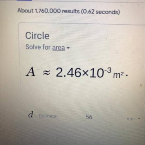 The Diameter of a circle is 56mm. What is the area?