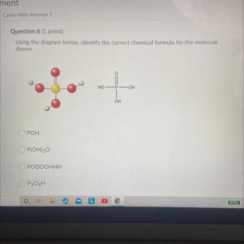 Using the diagram below, identify the correct chemical formula for the molecule
shown.