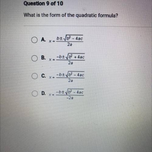 What is the form of the quadratic formula?