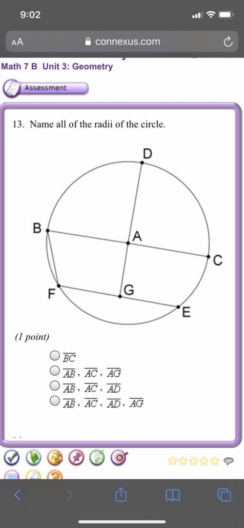 Name all the radii of the circle
