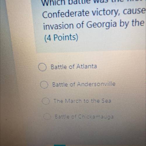 Which battle was the first attempt by Union Forces to invade Georgia? It resulted in a

Confederat