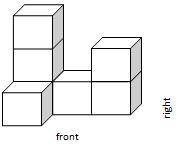 Use the following model.

How many cubes are in the base of the model?
A. 3
B. 4
C. 7
D. 2