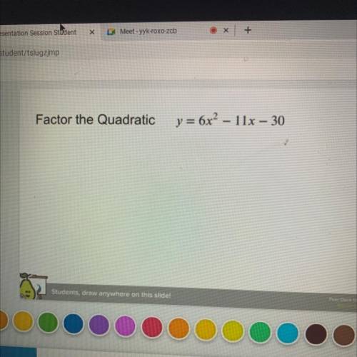 Factor the quadratic Y=6x^2-11x-30