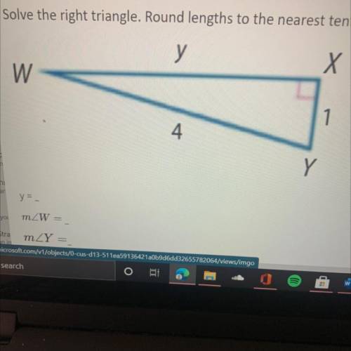 Solve the right triangle. Round lengths to the nearest tenth and angles to the nearest degre