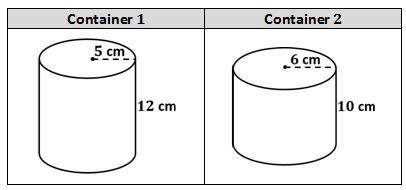 The table shows two cylindrical-shaped containers that store gelatin.

Which statement is true? (U