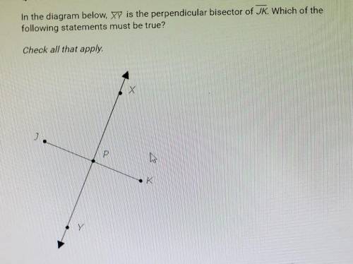 In the diagram below, ty is the perpendicular bisector of JK. Which of the following statements mus