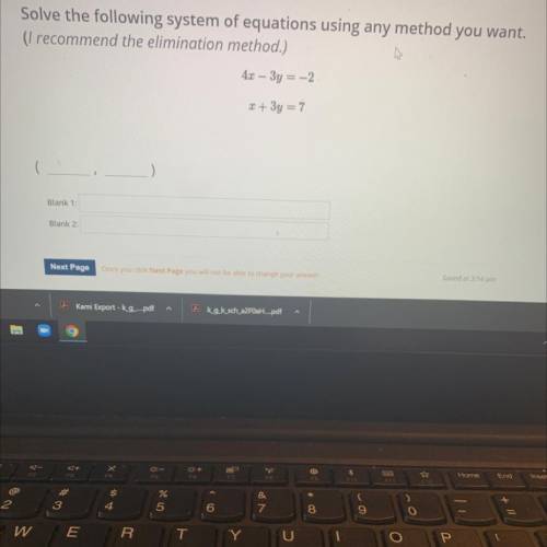 Solve the following system of equations using any method you want. (I recommend the elimination met