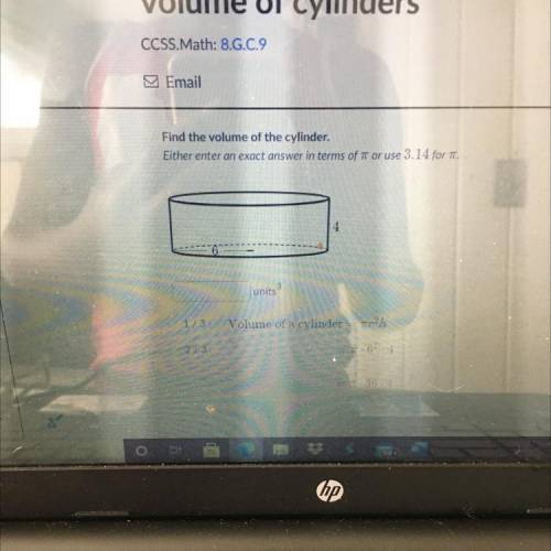 Find the volume of the cylinder.