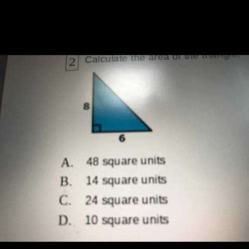 Calculate the area of the triangle:

A. 48 square units
B. 14 square units
C. 24 square units
D. 1