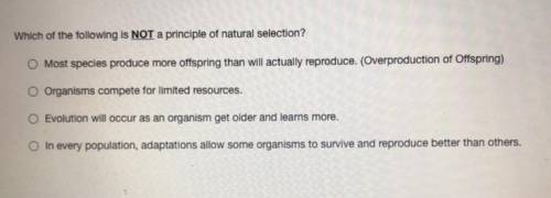 Which of the following is not a principle of natural selection?