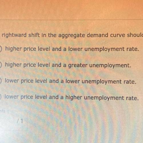 A rightward shift in the aggregate demand curve should result in