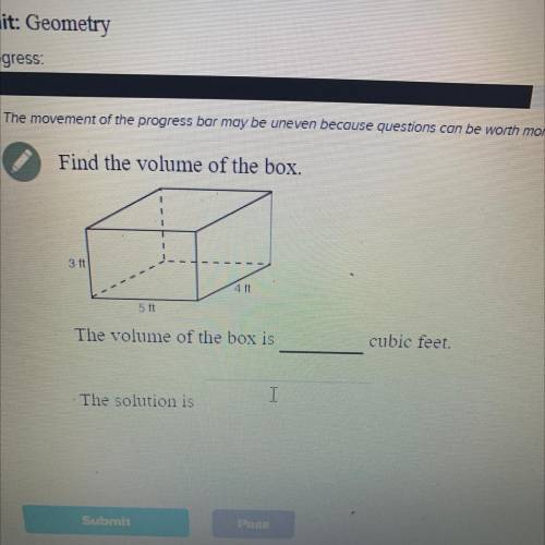 Please help me find the volume of the box