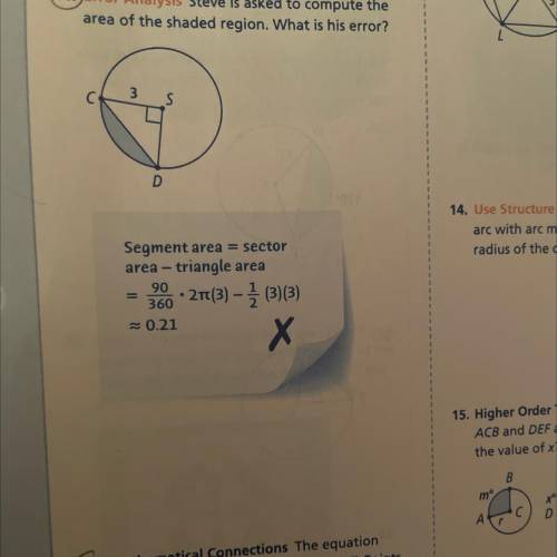 (11. Error Analysis Steve is asked to compute the

area of the shaded region. What is his error?
3