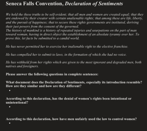 Seneca Falls Convention, Declaration of Sentiments