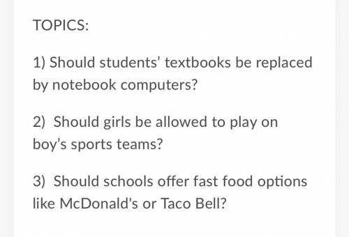Can someone make a 2 paragraph persuasive essay about one of these topics?