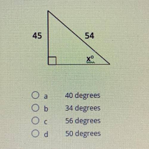 need help ASAP! what is the measure of the missing angle of the triangle? Round your answer to the